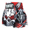 TUFF Muay Thai Boxing Shorts "White Devil Skull with Twin Skeletons"