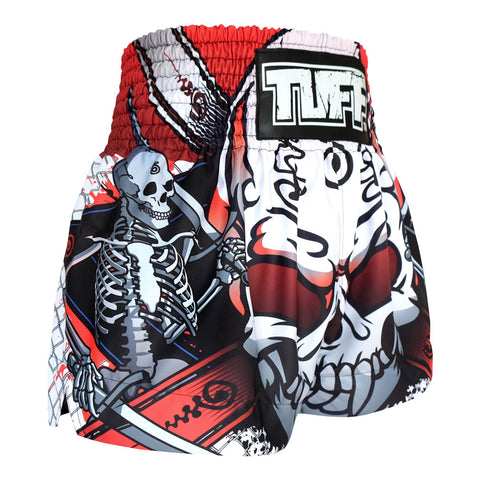TUFF Muay Thai Shorts Boxing Trunks Traditional Style (TUF-MS619-WHT)