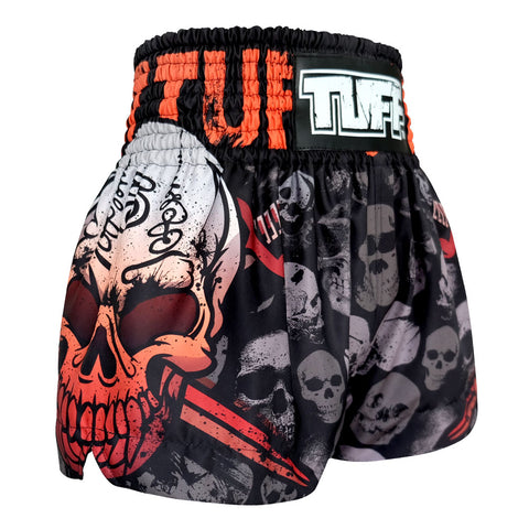 TUFF Muay Thai Boxing Shorts "Battalion Skull in Black"