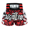 TUFF Muay Thai Boxing Shorts "Battalion Skull in Red"