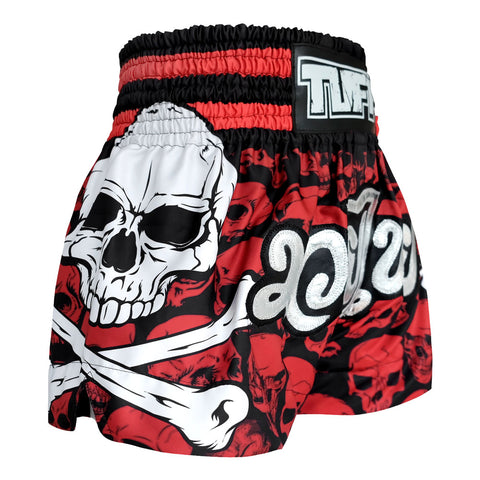 TUFF Muay Thai Boxing Shorts "Battalion Skull in Red"