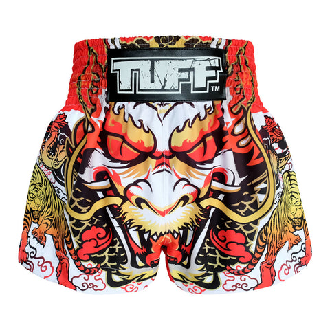 TUFF Muay Thai Shorts Boxing Trunks Traditional Style (TUF-MS621-WHT)