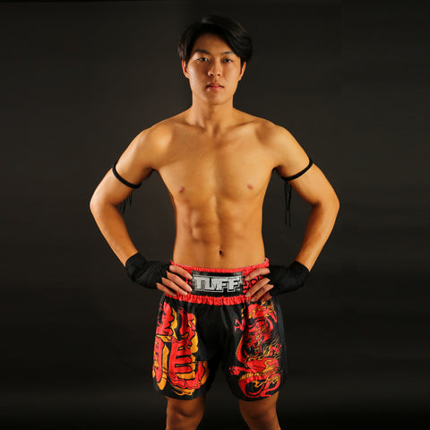 TUFF Muay Thai Shorts Boxing Trunks Traditional Style (TUF-MS622-BLK)