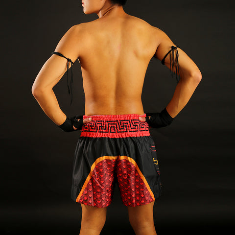TUFF Muay Thai Shorts Boxing Trunks Traditional Style (TUF-MS622-BLK)