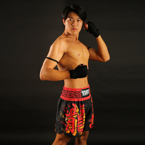 TUFF Muay Thai Shorts Boxing Trunks Traditional Style (TUF-MS622-BLK)
