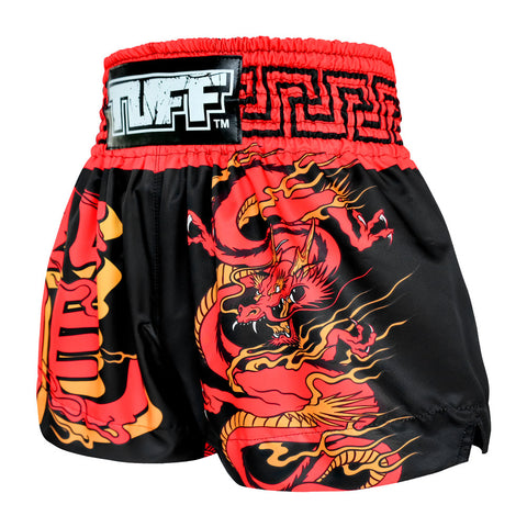 TUFF Muay Thai Shorts Boxing Trunks Traditional Style (TUF-MS622-BLK)