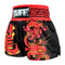TUFF Muay Thai Boxing Shorts Red Dragon in Black