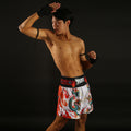 TUFF Muay Thai Boxing Shorts White with Blue Dragon