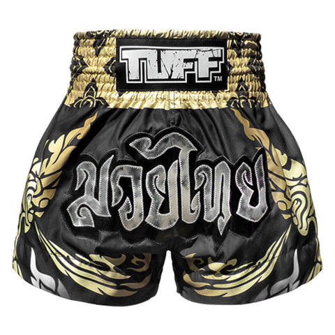 TUFF Muay Thai Shorts Boxing Trunks Traditional Style (TUF-MS631-BLK)