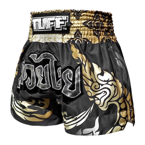TUFF Muay Thai Shorts Boxing Trunks Traditional Style (TUF-MS631-BLK)