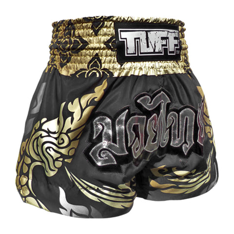 TUFF Muay Thai Shorts Boxing Trunks Traditional Style (TUF-MS631-BLK)