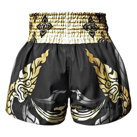 TUFF Muay Thai Shorts Boxing Trunks Traditional Style (TUF-MS631-BLK)