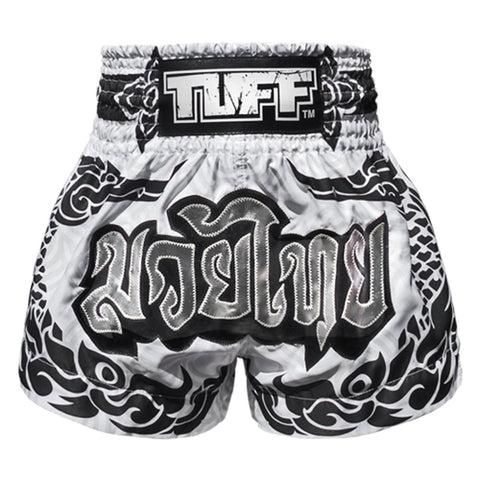 TUFF Muay Thai Shorts Boxing Trunks Traditional Style (TUF-MS631-WHT)