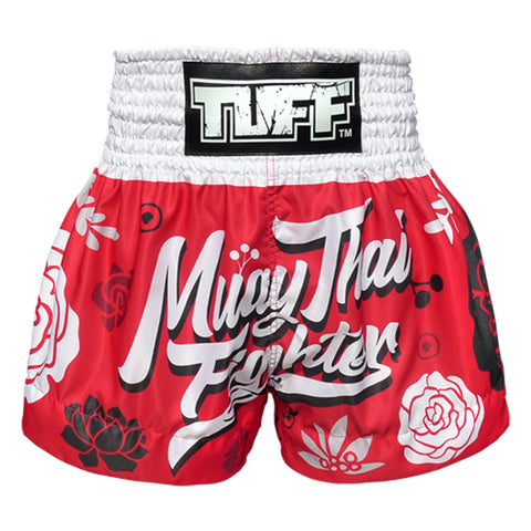 TUFF Muay Thai Shorts Boxing Trunks Traditional Style (TUF-MS632-RED)