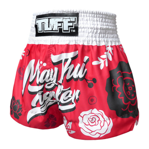 TUFF Muay Thai Shorts Boxing Trunks Traditional Style (TUF-MS632-RED)