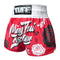 TUFF Muay Thai Boxing Shorts "Red Muay Thai Fighter with Flower Pattern"