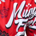 [Pre-Order] TUFF Kids Shorts Red Muay Thai Fighter with Flower Pattern