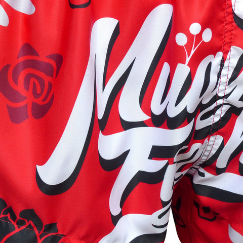 TUFF Kids Muay Thai Shorts Boxing Trunks Traditional Style (TUF-MS632-RED)
