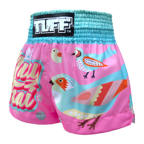 TUFF Kids Muay Thai Shorts Boxing Trunks Traditional Style (TUF-MS633-PNK)