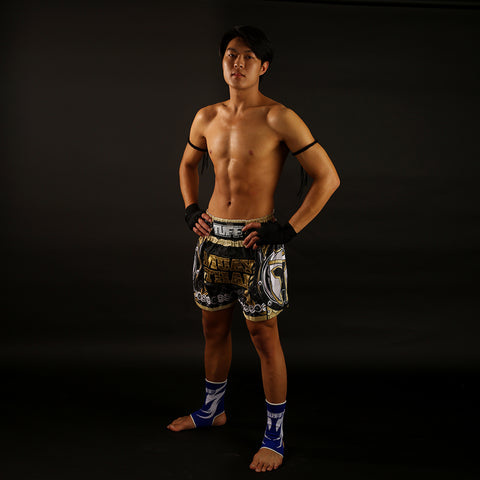 TUFF Muay Thai Shorts Boxing Trunks Traditional Style (TUF-MS634-BLK)