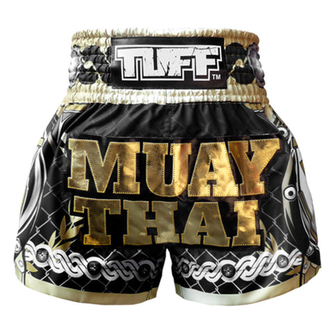 TUFF Muay Thai Shorts Boxing Trunks Traditional Style (TUF-MS634-BLK)