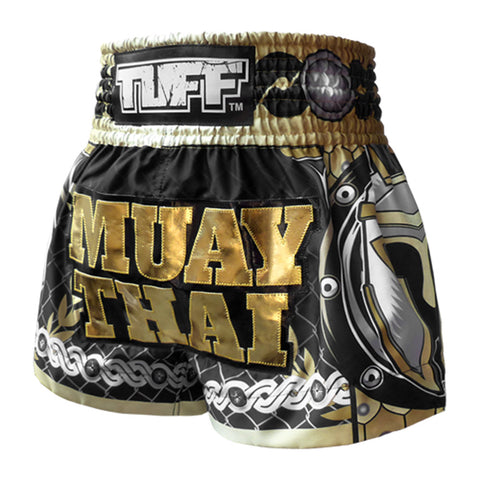 TUFF Muay Thai Shorts Boxing Trunks Traditional Style (TUF-MS634-BLK)