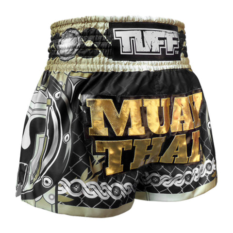 TUFF Muay Thai Shorts Boxing Trunks Traditional Style (TUF-MS634-BLK)