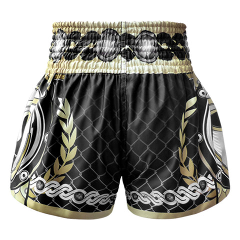 TUFF Muay Thai Shorts Boxing Trunks Traditional Style (TUF-MS634-BLK)