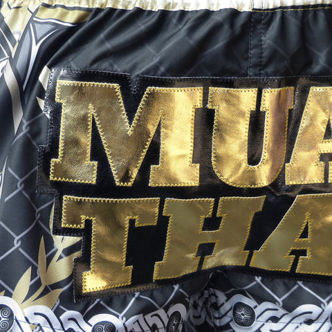 TUFF Muay Thai Shorts Boxing Trunks Traditional Style (TUF-MS634-BLK)