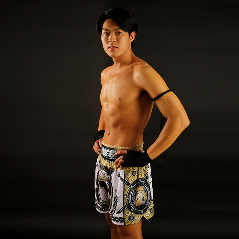 TUFF Muay Thai Shorts Boxing Trunks Traditional Style (TUF-MS634-WHT)