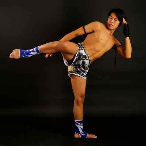 TUFF Muay Thai Shorts Boxing Trunks Traditional Style (TUF-MS634-WHT)
