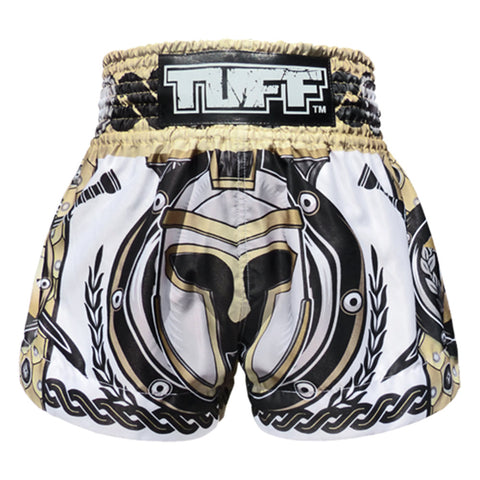 TUFF Muay Thai Shorts Boxing Trunks Traditional Style (TUF-MS634-WHT)
