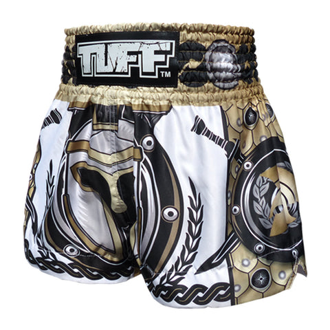 TUFF Muay Thai Shorts Boxing Trunks Traditional Style (TUF-MS634-WHT)