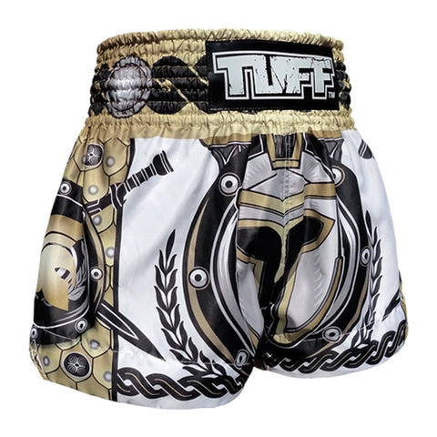 TUFF Muay Thai Shorts Boxing Trunks Traditional Style (TUF-MS634-WHT)
