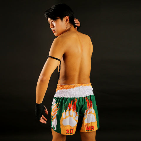 TUFF Muay Thai Shorts Boxing Trunks Traditional Style (TUF-MS635-GRN)