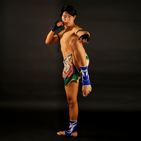 TUFF Muay Thai Shorts Boxing Trunks Traditional Style (TUF-MS635-GRN)