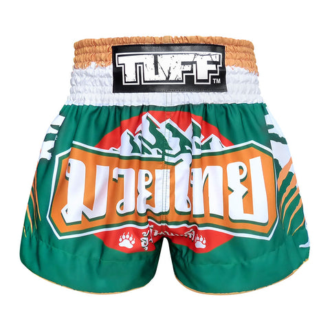 TUFF Muay Thai Shorts Boxing Trunks Traditional Style (TUF-MS635-GRN)