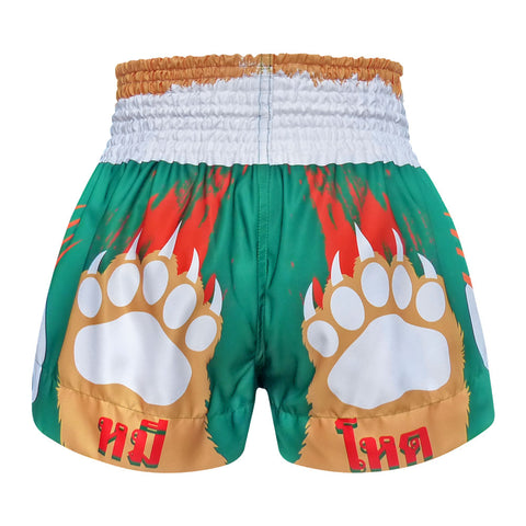 TUFF Muay Thai Shorts Boxing Trunks Traditional Style (TUF-MS635-GRN)