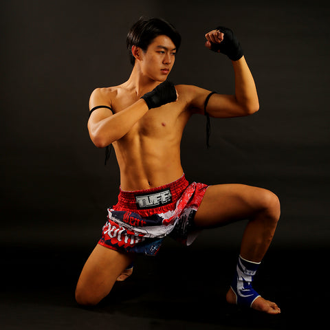 TUFF Muay Thai Shorts Boxing Trunks Traditional Style (TUF-MS635-NVB)