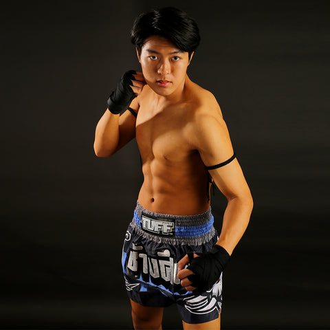 TUFF Muay Thai Shorts Boxing Trunks Traditional Style (TUF-MS636-NVB)