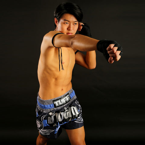 TUFF Muay Thai Shorts Boxing Trunks Traditional Style (TUF-MS636-NVB)