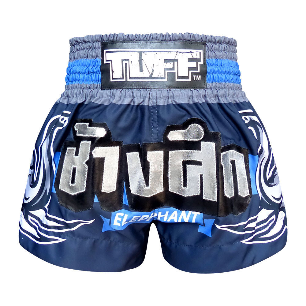 Wolf White And Navy Print Muay Thai Boxing Shorts
