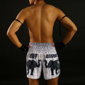 TUFF Muay Thai Boxing Shorts White War Elephant