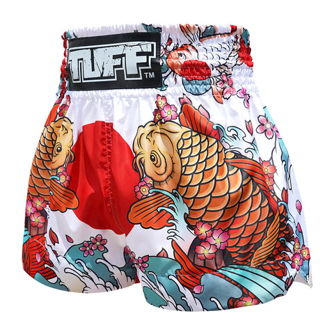 TUFF Muay Thai Shorts Boxing Trunks Traditional Style (TUF-MS637-WHT)