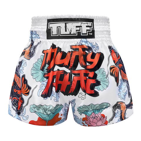 TUFF Muay Thai Shorts Boxing Trunks Traditional Style (TUF-MS638-WHT)
