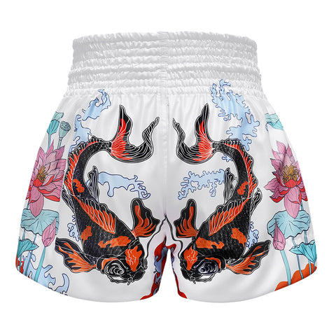 TUFF Muay Thai Shorts Boxing Trunks Traditional Style (TUF-MS638-WHT)