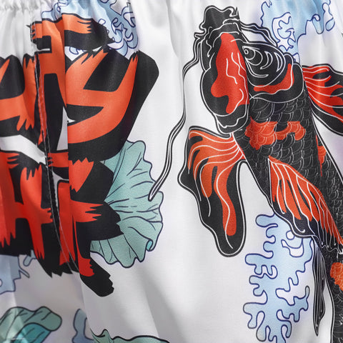 TUFF Muay Thai Shorts Boxing Trunks Traditional Style (TUF-MS638-WHT)