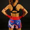 TUFF Muay Thai Boxing Shorts "Blue Japanese Drawing Crane Birds"