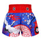 TUFF Muay Thai Boxing Shorts "Blue Japanese Drawing Crane Birds"