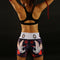 TUFF Muay Thai Boxing Shorts "Navy Blue Japanese Drawing Crane Birds"